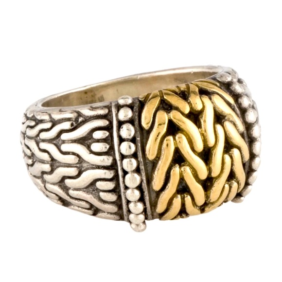 John Hardy Silver 18K Classic Chain Ring 5.5